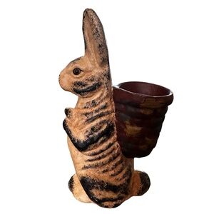 HABERSHAM Vintage Bunny Rabbit w/Basket 8” Hand Painted Easter